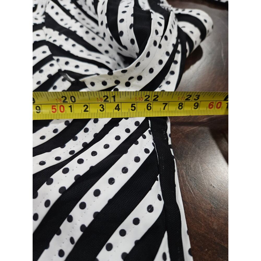 Chico’s Travelers Collection Black White Stripe Polka Dot Zip Jacket Top 3 - Picture 4 of 6